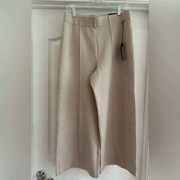 JNY Jones New York Light Tan Crop Wide Leg Pants - Size L - Picture 2 of 10